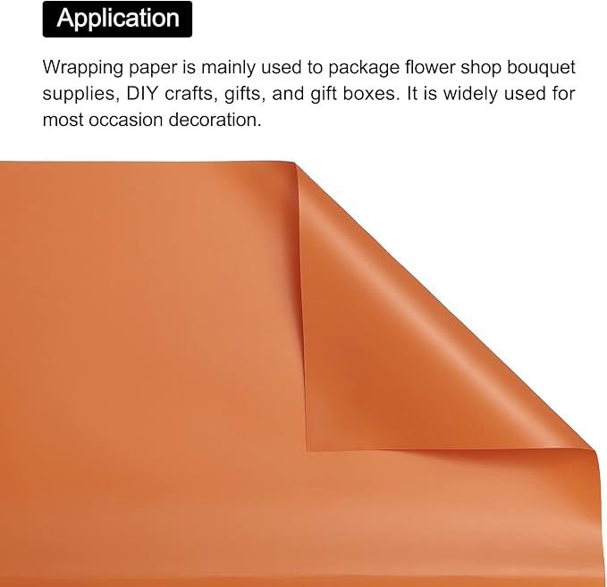 MECCANIXITY 10 Pcs Flower Wrapping Paper 22.8x22.8 Inch Waterproof Florists Wrapping Paper for Florist Bouquet Supplies, DIY Crafts, Gift/Gift Box Packaging Orange