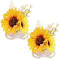 Rose Wrist Corsage, Pack of 2 PCS Wedding Bridal Wrist Flower Corsage Hand Flower Artificial Silk Rose Decor for Prom Party Wedding (Yellow, 2pcs)