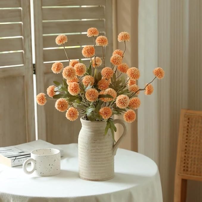 Artificial Flowers for Vases 20.5 Inch 10 Stems，Silk Dried Fake Mums Bouquet Indoor Faux Floral Arrangements for Decoration (Yellow)