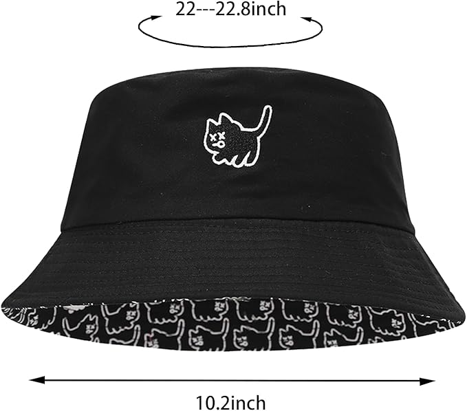 Bucket Hat for Women Men, Cotton Reversible Double Side Wear Sun Hats Beach Fisherman Hat