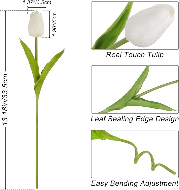 DEEMEI Tulips Artificial Flowers 20 Pcs Multicolor Fake Tulip Stems Real Touch PU Tulips for Easter Spring Wedding Bouquet Home Centerpiece Floral Arrangement Table Décor