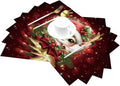 PVC Placemats Set of 4 Wipeable Table Mats Washable Heat Resistant Non Slip Vinyl Dining Table Mat for Kitchen Indoor Outdoor Patio Farmhouse Place Mats Red Christmas Bell Deer Decorative
