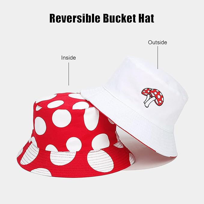 Bucket Hat for Women Men, Cotton Reversible Double Side Wear Sun Hats Beach Fisherman Hat