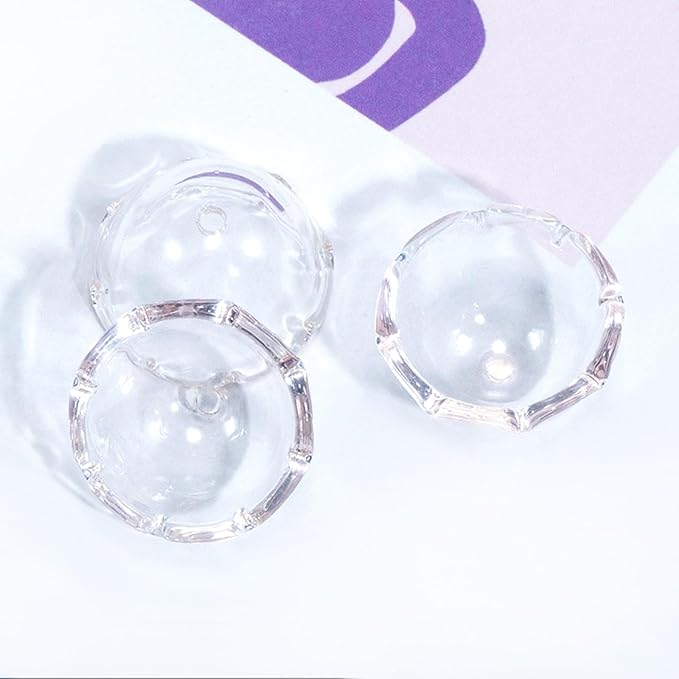 80Pcs Acrylic Clear Flower Bead Caps for Jewelry Making, Transparent Bell Charms, Semi-Round Floral Beads Bulk with Wavy Edge, Jellyfish Beads for Wind Chimes DIY Craft Key Chains-13 * 22mm
