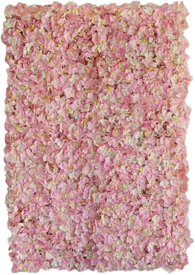 Efavormart 11 Sq ft. | Pink/Cream UV Protected Hydrangea Flower Wall Mat Backdrop - 4 Artificial Panels
