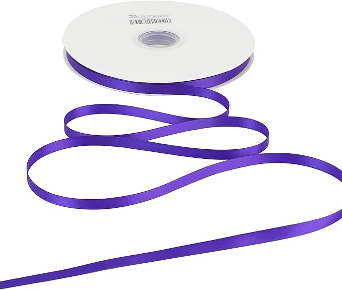 MEEDEE Purple Ribbon 3/8 Inch Purple Satin Ribbon Double Faced Satin Ribbon Purple Wedding Ribbon Thin Purple Ribbon for Gift Wrapping Purple Fabric Ribbon for Crafts Ribbon for Lei Making, 100 Yards