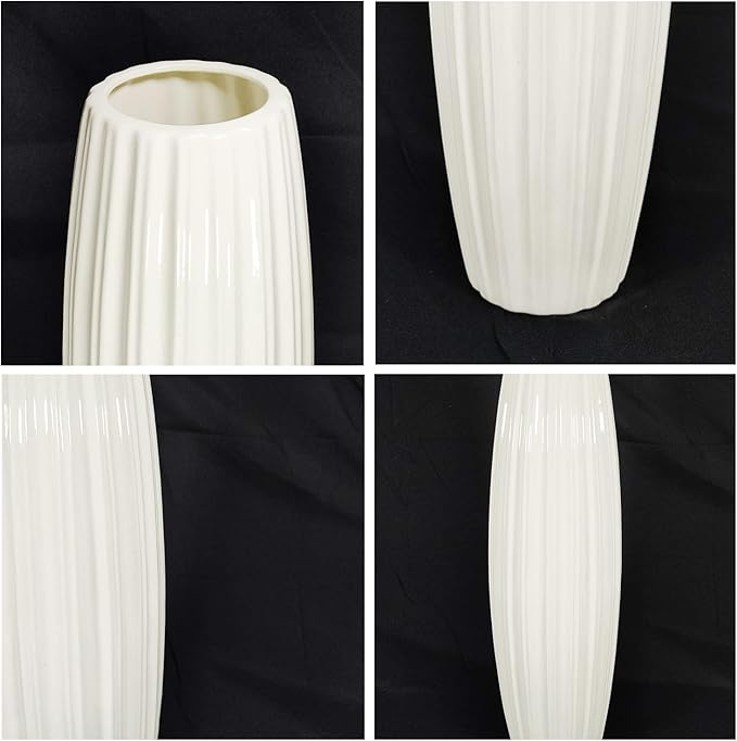 Large Floor Ceramic Vase 24 Inches Tall,White Modern Flower Tall Vases for Office, Home,Farmhouse,Living Room Décor,Simple Origami Design Fall Decorative Porcelain Flower Arrangement Vase Ideal Gift