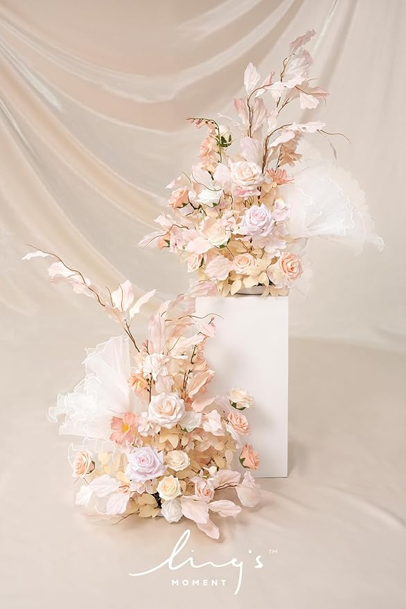 Ling’s Moment Artificial Flowers 25Pcs Glowing Cream Roses Decor w/Stems,3" Real Touch DIY Foam Floral for Wedding Bouquet/Centerpieces, Outdoors Party Backdrop, Room/Table, and Garden/Pot Decorations