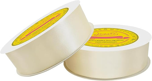 100 Yards Ivory Satin Ribbon Polyester Ribbon for Gift Wrapping Very Suitable for Weddings Party Hair Bow Invitation Decorations and More（1-1/2 inch X 50Yards X 2 Roll）