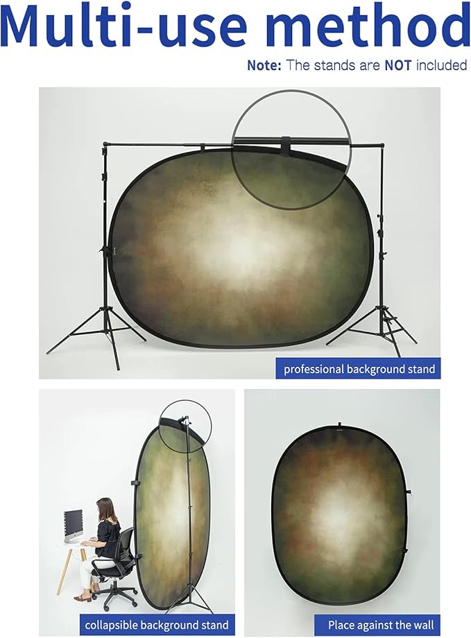 Kate Collapsible Backdrop Double Side Pop up Background Blue & Brown Abstract Folded Double Sided Backdrops for Photography, 5x6.5ft(1.5x2m)