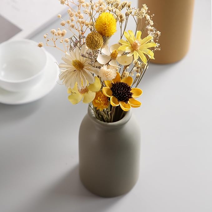 CWLWGO-Ceramic Matte Vase for Home Decor, Modern and Minimalist Decorative Vases Set. Farmhouse Decor,Living Room Tabletop, Bookshelf Centerpiece Decoration,Boho Decor.（Matte Multi）.