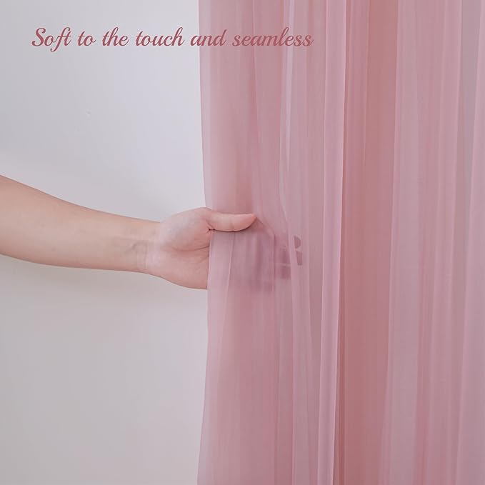20ft X 10ft Dusty Rose Tulle Backdrop Curtain for Parites, Sheer Backdrop Curtains Fabric Drapes for Wedding Ceremony Arch Party Stage Decorations