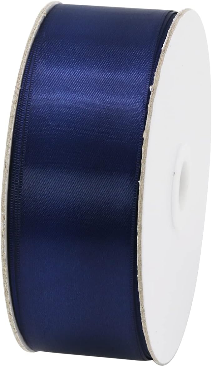 Navy Blue Double Faced Satin Ribbon 1-1/2 inch Flower Boutique Gift Wrapping Ribbon 1.5inch 50yards Fabric Silk Bow Ribbon for Valentine's Day,DIY Crafts Hair Headband-Sewing-Wedding Decorations