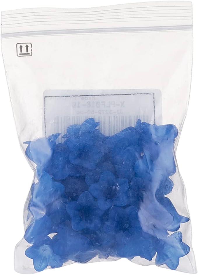 Crafans 50Pcs Blue Acrylic Flower Beads Frosted Floral Bead Caps Trumpet Flower Jewelry End Caps Loose Tulip Bell Spacer Bead Stopper for Crafts DIY Jewelry Making Supplies