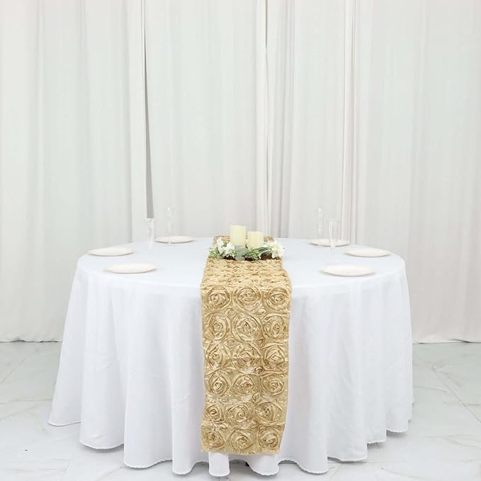 Efavormart Wonderland Rosette Premium Table Runners for Weddings Party Banquets Decor Fit Rectangle and Round Table - Champagne