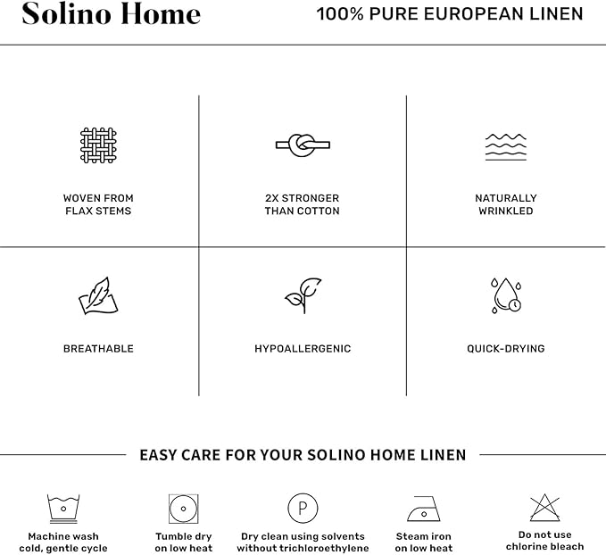 Solino Home Lily Floral Print Table Runner 60 inch - 100% Pure Linen Table Runner 14 x 60 Inch - Machine Washable - Lily of The Valley/Off White Print