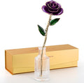 24K Gold Dipped Rose – Handpicked Real Rose in 24K Gold – Regal, One-of-a-Kind Romantic Gift for Her – Perfect for Birthday, Anniversary, Mother’s Day, Valentine’s (Purple)