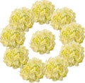 10PCS Silk Hydrangea Heads with Stems Artificial Flowers for Wedding Party Home Decor-Yellow