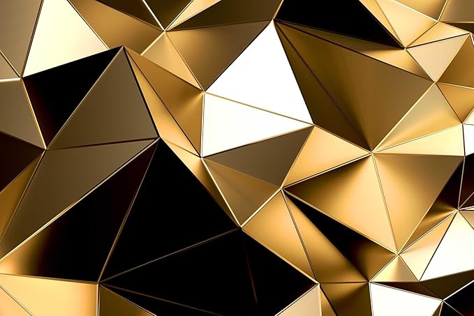 Golden 3D Geometric Lines Wallpaper for Large Walls, Sofa and TV Background