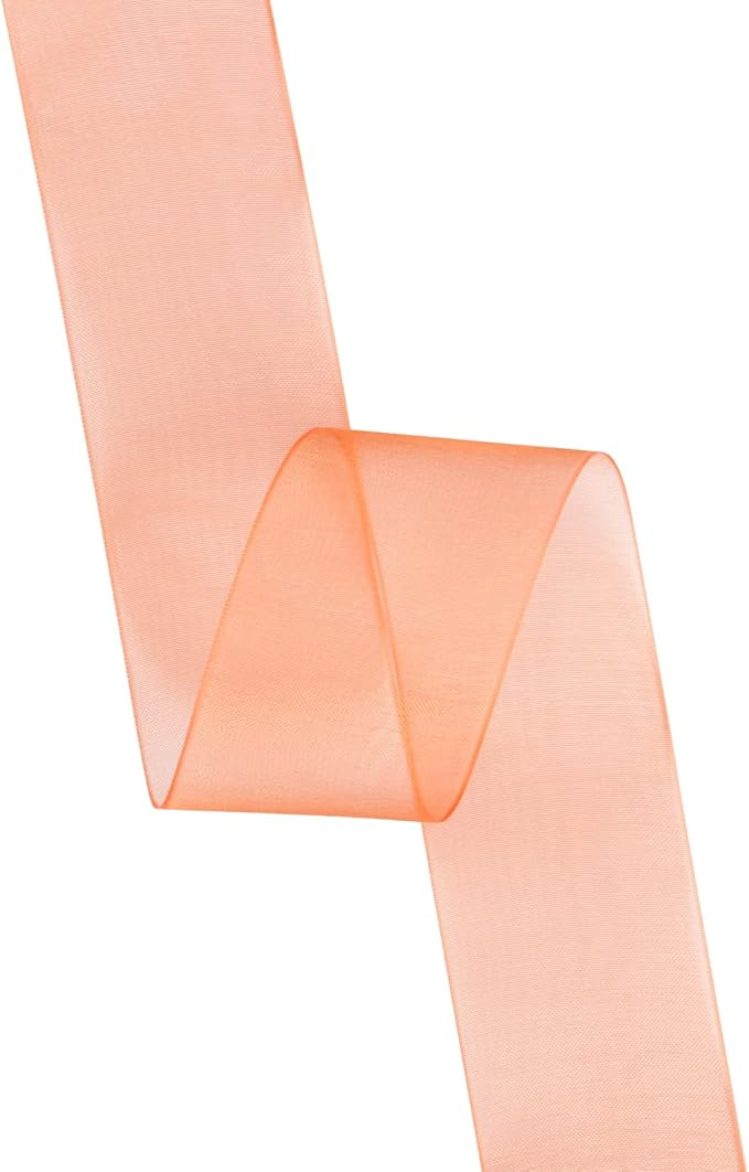 1-1/2 Inch Torrid Orange Shimmer Sheer Organza Ribbon Sheer Chiffon Ribbon 50 Yards-Roll Multiple Colors Available for Gift Wrapping Wedding Events Christmas Décor