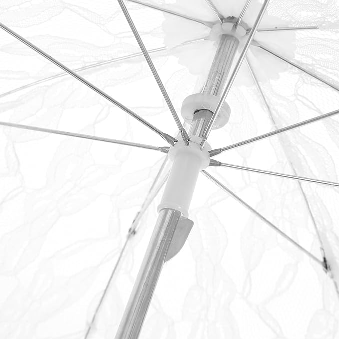 Lace Umbrella Parasol Floral White Umbrella Vintage Wedding Bridal Umbrella Photography Scene Props for Baby Shower Bridal Decorations Assorted Color A