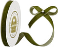 Olive Green Velvet Ribbon 3/8 Inches x 5 Yards for Gift Wrapping, Crafts, Christmas Tree, Wreath, Bow Making, Vintage Fabric DIY on The Spool