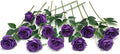 Laelfe 12 pcs Artificial Roses Flowers Long Stem Fake Silk Rose for Home Wendding Decorations (Purple)