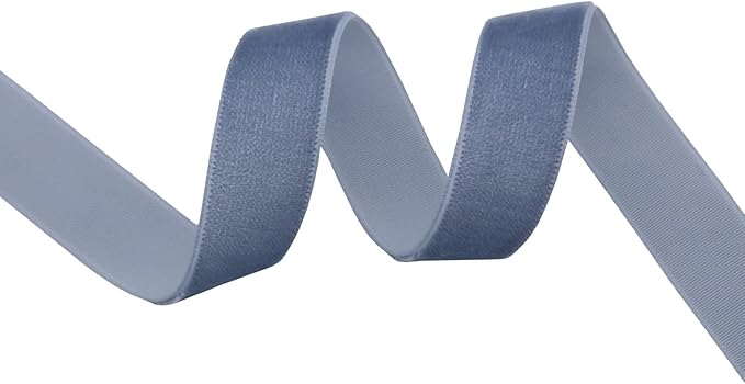 Tempest Blue Grey Velvet Ribbon Single Face,5/8 Inch X 25Yards,for Sewing, Gift Wrapping, Jewelry Making, Wedding Decorating