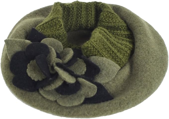 VECRY Lady French Beret 100% Wool Beret Floral Dress Beanie Winter Hat