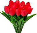 Artificial Tulips Flowers 15Pcs Faux PU Tulip Real Touch Tulip Fake Flowers Bouquets Arrangements for Mother's Day Easter Spring Flowers Gifts Home Table Décor
