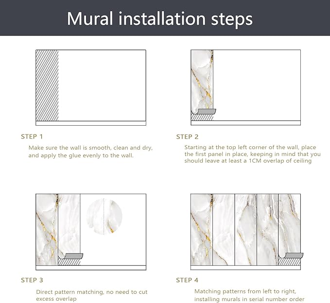 PYFFYP- Gold with White Marble Wallpaper Wall murals for Bathroom(Not Peel and Stick)