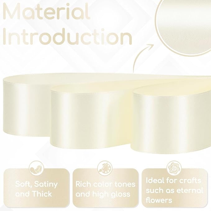Ivory Ribbon 1-1/2 Inch 30 Yards, Cream Satin Ribbon for Gift Wrapping, Flower Bouquet, Crafts, Baby Shower, Christmas, Wedding and Bow Making