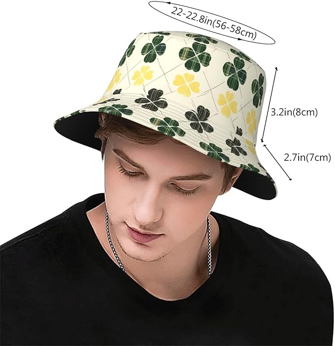 Vintage Clovers Bucket Hat Novelty Sun Hats Trendy Fisherman Cap for Men and Women