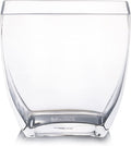 Enova Floral Clear Rectangle Glass Vases, 7x7x2.5 Inch Block Glass Vase for Flowers, Square Glass Vase for Wedding Centerpieces, Home Décor (1 Piece)