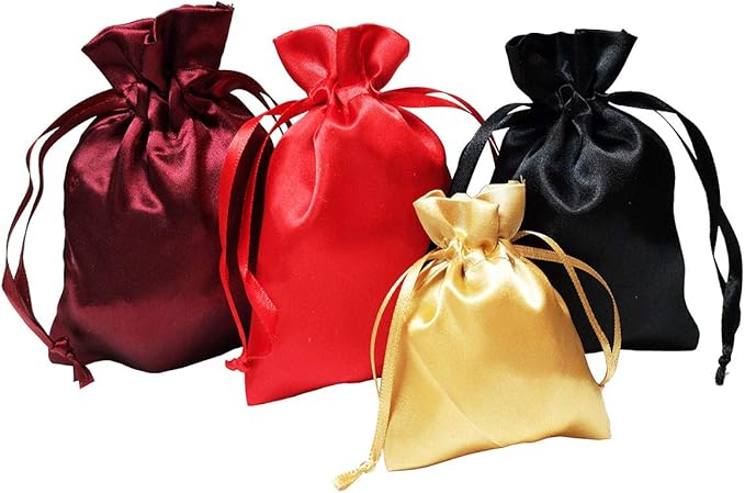 3" x 4" Wine Satin Gift Bags, Jewelry Bags, Wedding Favor Silky Drawstring Baby Shower Christmas 50 per Pack