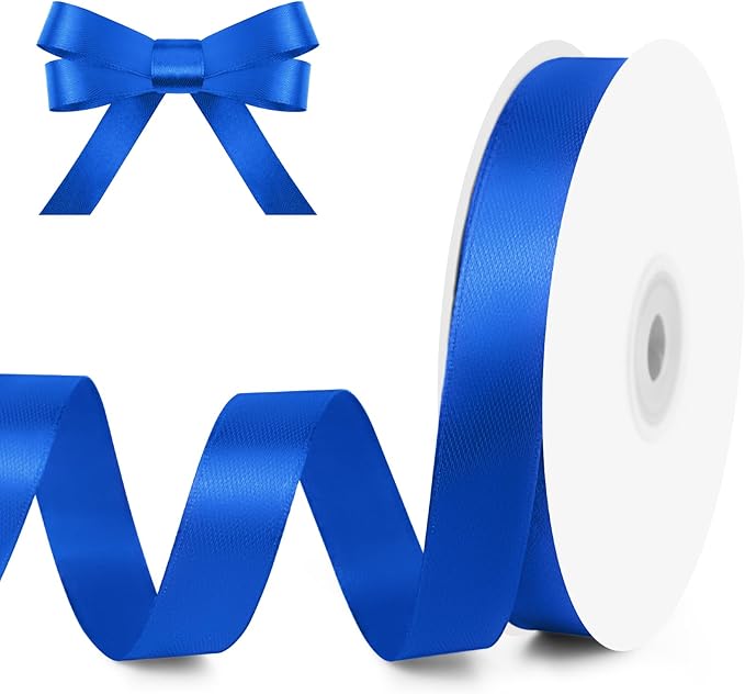 KMER LIFE 5/8" Wide x 50 Yards Royal Blue Satin Ribbon - Perfect for Wedding Decor, Wreaths, Crafts, Gift Wrapping & Other Projects