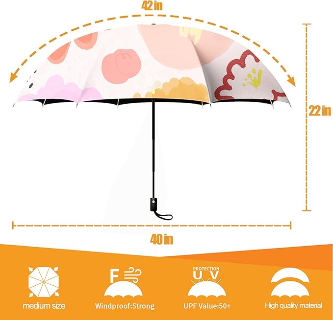 Small Compact Travel Automatic Folding Umbrella for Women, Portable Lightweight, Rain, Wind, UV Sun Shade