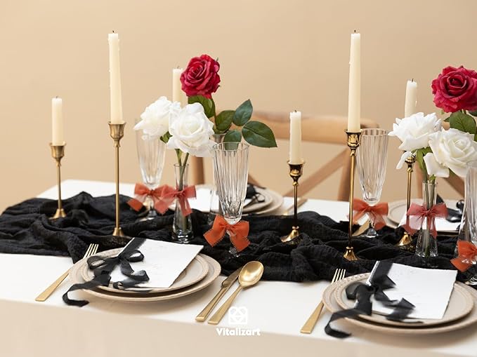 Vitalizart Black Chiffon Silk Ribbon 1" x 21 Yd Fringe Fabric Package (3 Rolls * 7 Yd) for Wedding Invitations Bridal Bouquets Decorations Gifts Wrapping & Bow Making