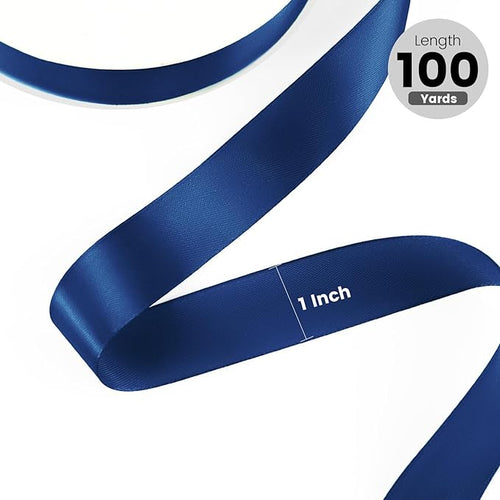 1" x 100 Yards Satin Ribbon - Navy Blue Silk Ribbon with Spool - Ideal for Gift Wrapping, Floral Bouquets, Crafts, Wedding Party Decorations, Christmas and Sewing Projects