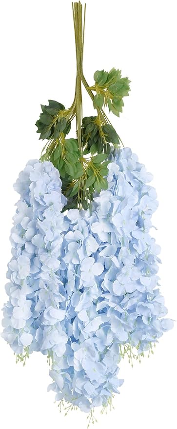 12Pack Wisteria Hanging Flowers Vines 3.6ft Blue Artificial Flowers Fake Wisteria Bushy Garland Silk Flowers Hanging Rattan String for Garden Home Wall Wedding Party Decor (Sky Blue)