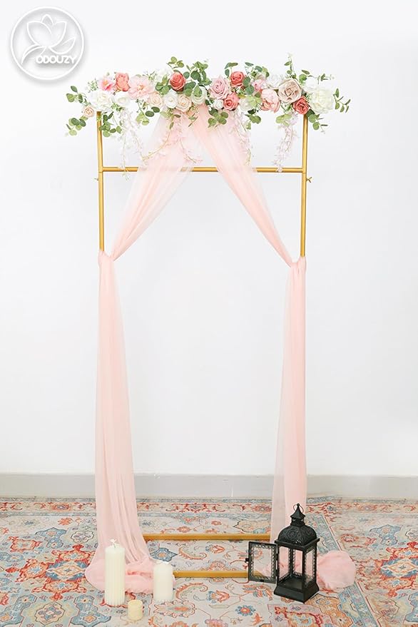 Pack of 2 Wedding Arch Decorations Artificial Hanging Flowers Floral Swag for Wedding Welcome Sign Backdrop Balloon Arch Home Party Bridal Ceremony Reusable(Pink Vine)
