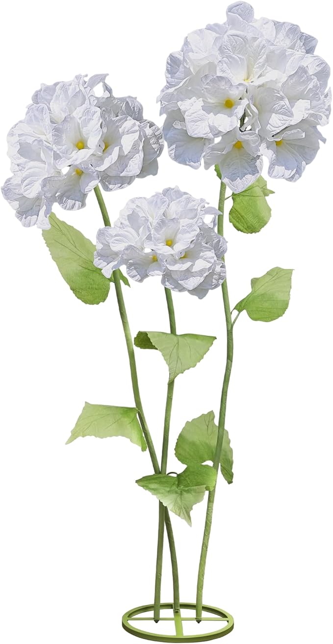3Pcs Hydrangea Artificial Flower Decorations, Giant Flowers Wedding Decorations for Reception for Baby Shower Birthday Christmas Party Banquet Backdrop Shop Window Display Props (White)