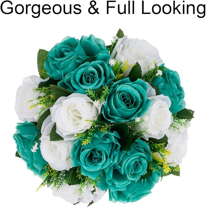 Flower Centerpieces for Wedding Tables: Wedding Table Decorations Teal & White Flower Balls Centerpieces for Engagement Cerebration Party Center Pieces 2 Packs