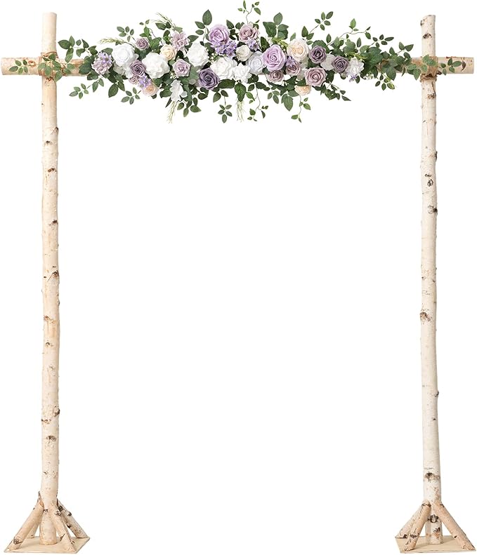 Ling's moment Wedding Arch Flowers - 6.5FT Floral Garland for Ceremony Arbor Backdrop Decoration - Artificial Rose Floral Swag for Sweetheart Table Birthday Party, Baby Shower, Purple