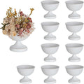 Sziqiqi Urn Vases for Wedding Centrepiece - 6in High White Metal Vase Set of 10 Small Vintage Flower Arrangement Pots for Table Centrepieces Elegant Hammered Vase for Christmas Anniversary Party
