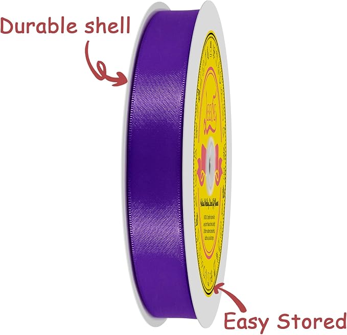 Purple Satin Ribbon 7/8 inch X 100 Yards Polyester Ribbon for Gift Wrapping Very Suitable for Weddings Party Hair Bow Invitation Decorations and More