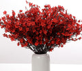 6PCS Artificial Baby Breath Flowers Fake Silk Real Touch DIY Floral Bouquets Decor Wedding Party Decoration Arrangements(Red)