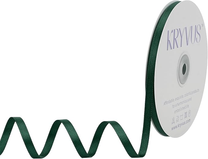 Hunter Green Satin Ribbon, Double Faced 1/4 Inch X 50 Yards Hunter Green Ribbon, Premium Satin Ribbon for Gift Wrapping, Crafts, Hair Bow Making, Sewing, Flower Bouquet, Wedding Party Decor