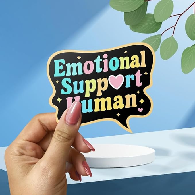 HANDICHI Design 5-Pack 2 Inch Emotional Support Human Stickers – Positive Affirmation Vinyl Decals for Laptops, Water Bottles, Journals and Scrapbooks – Cute Mental Health Self Care Sticker Pack