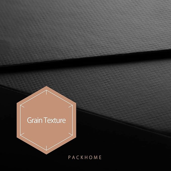 PACKHOME Gift Box 9x6.5x3.8 Inches, Rectangle Collapsible Box with Magnetic Lid for Gift Packaging (Matte Black, Grain Texture)